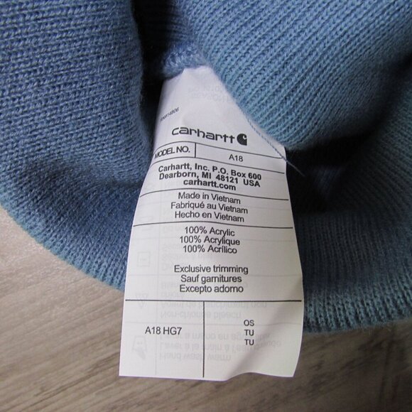 Carhartt Knit Cuffed Beanie Stocking Cap Hat Thundercloud A18 - Picture 3 of 3